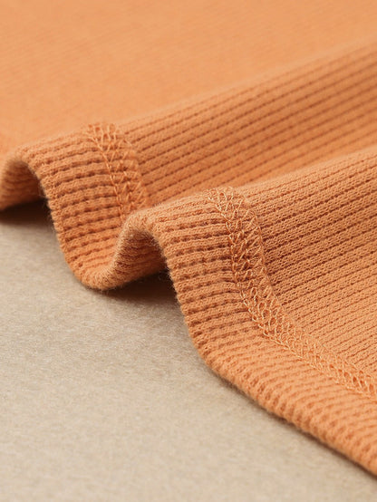 Elegant Black Waffle Knit Henley Top