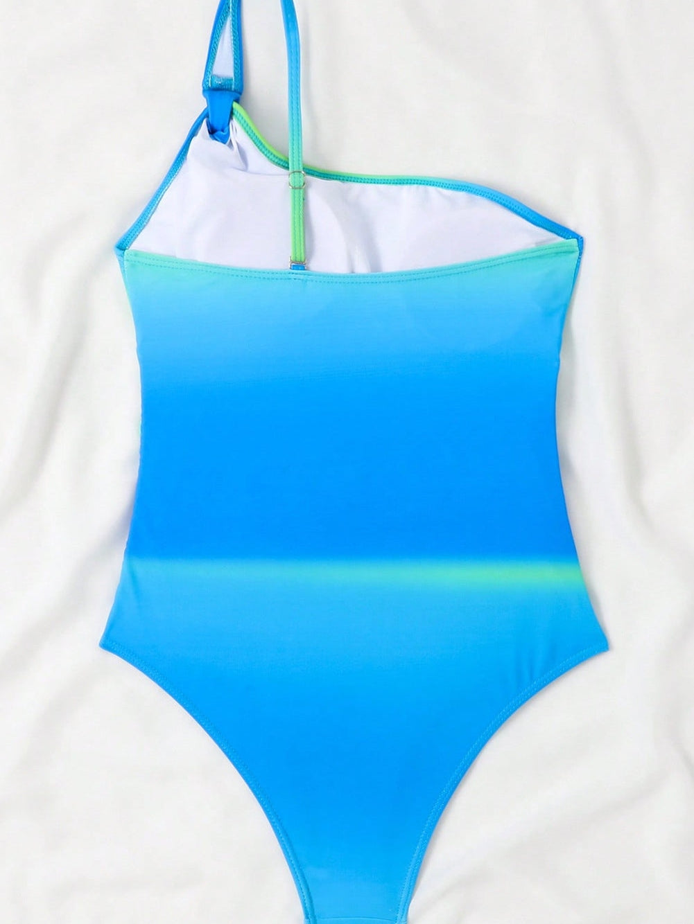 Ethereal Sky Blue Ruched One-Shoulder Monokini