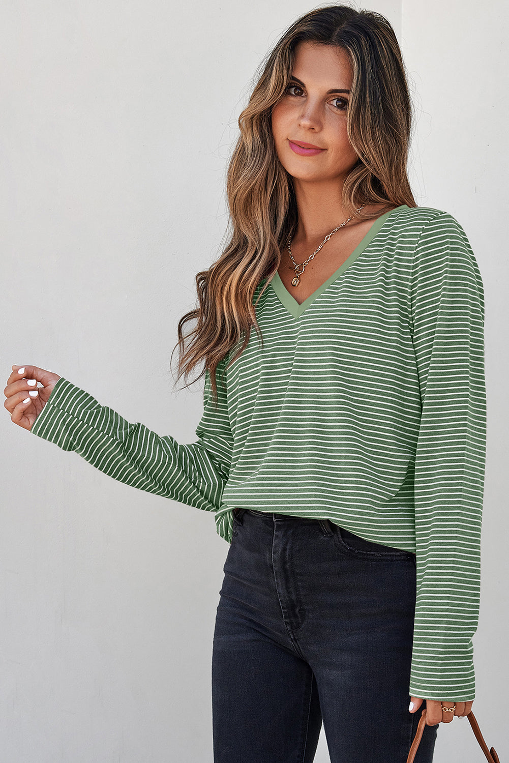 striped long sleeve top
