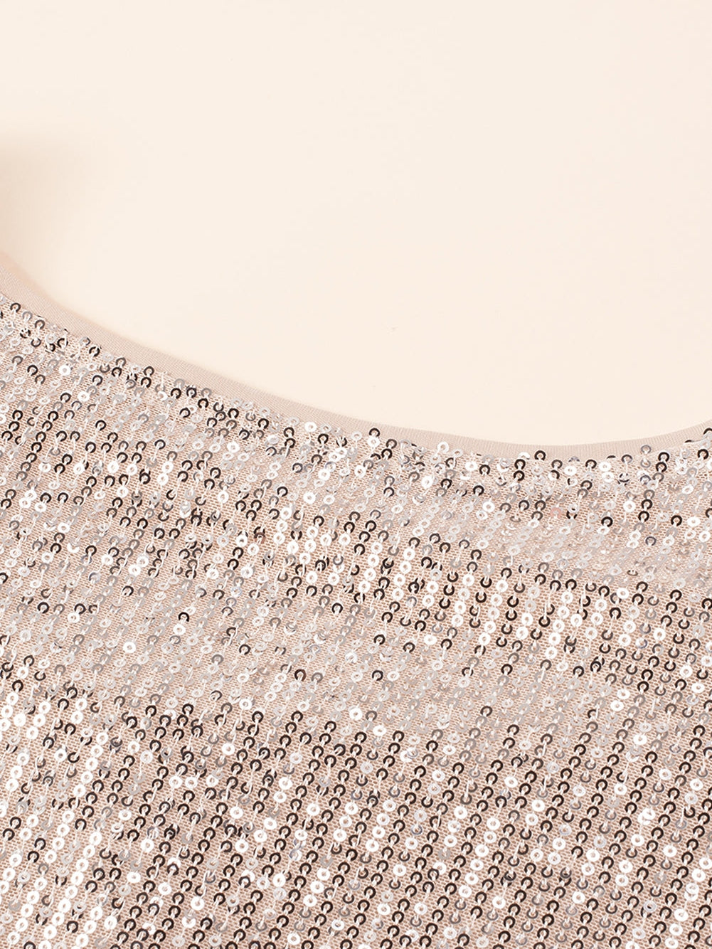 Apricot Plus Size Sequined V Neck Boxy Top