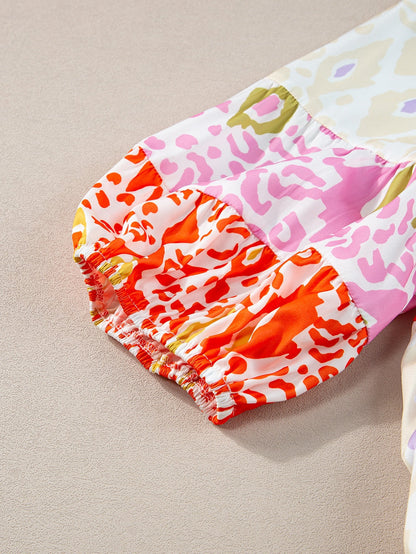 Leopard Print V-Neck Plus Size Babydoll Dress