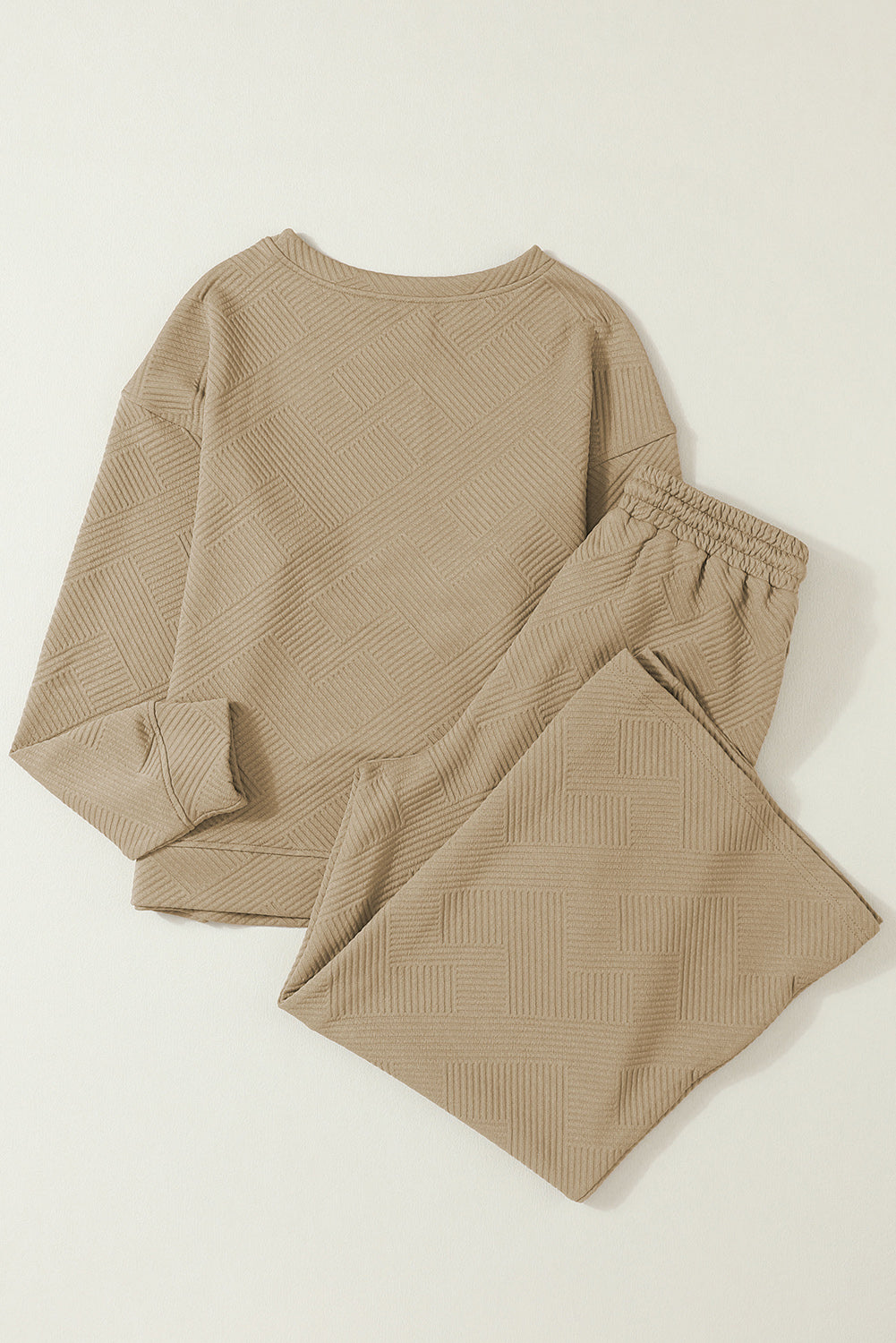 Pale Khaki Ultra Loose Textured 2pcs Slouchy Outfit