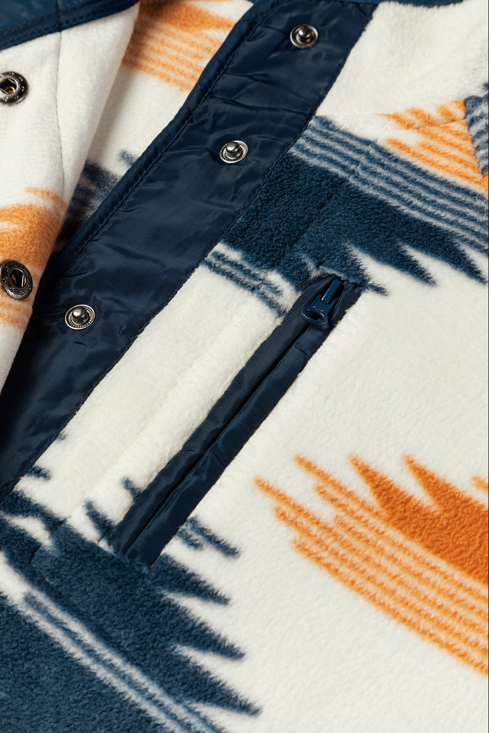 Aztec Patterned Snap Button Fleece Jacket