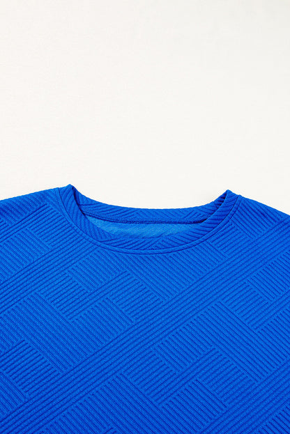 Stylish Dark Blue Textured Plus Size Lounge Set