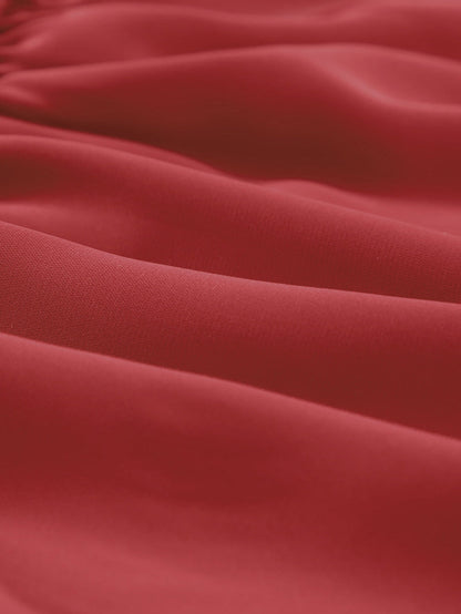 Fiery Crimson Smocked Peplum Blouse