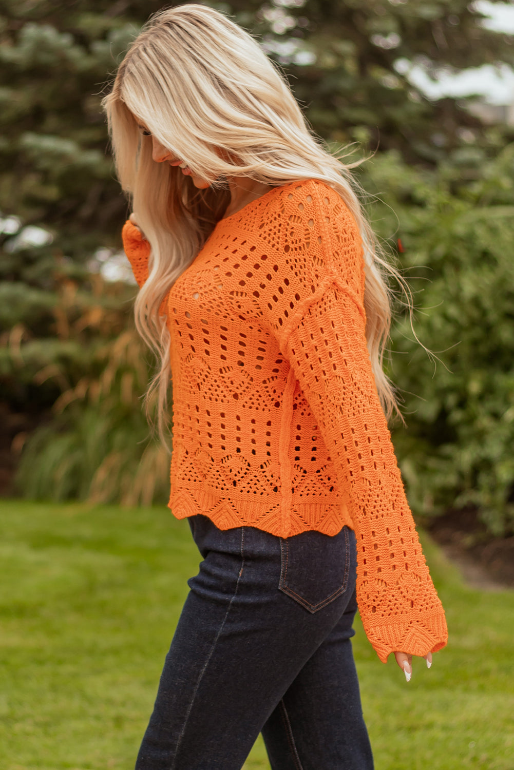 open crochet sweater