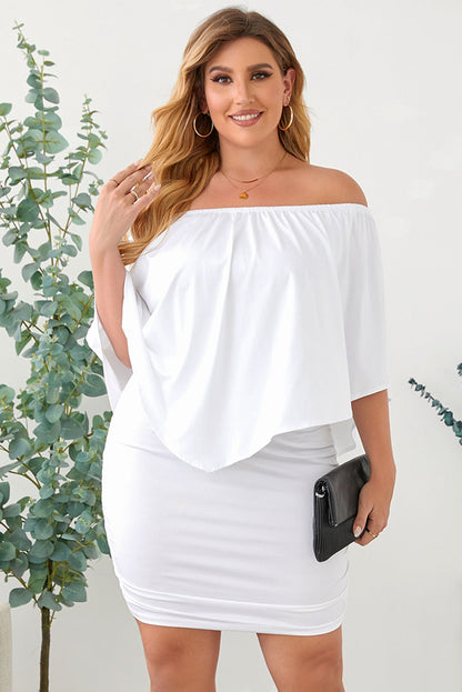 One shoulder Waisted Three-quarter Sleeve Dress