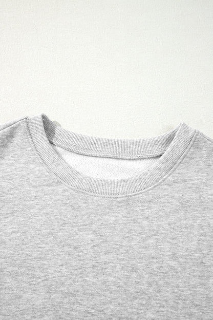 Gray Two Tone Patchwork Drop Shoulder Pullover Sweatshirt