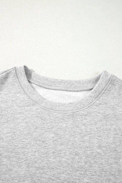 Gray Two Tone Patchwork Drop Shoulder Pullover Sweatshirt