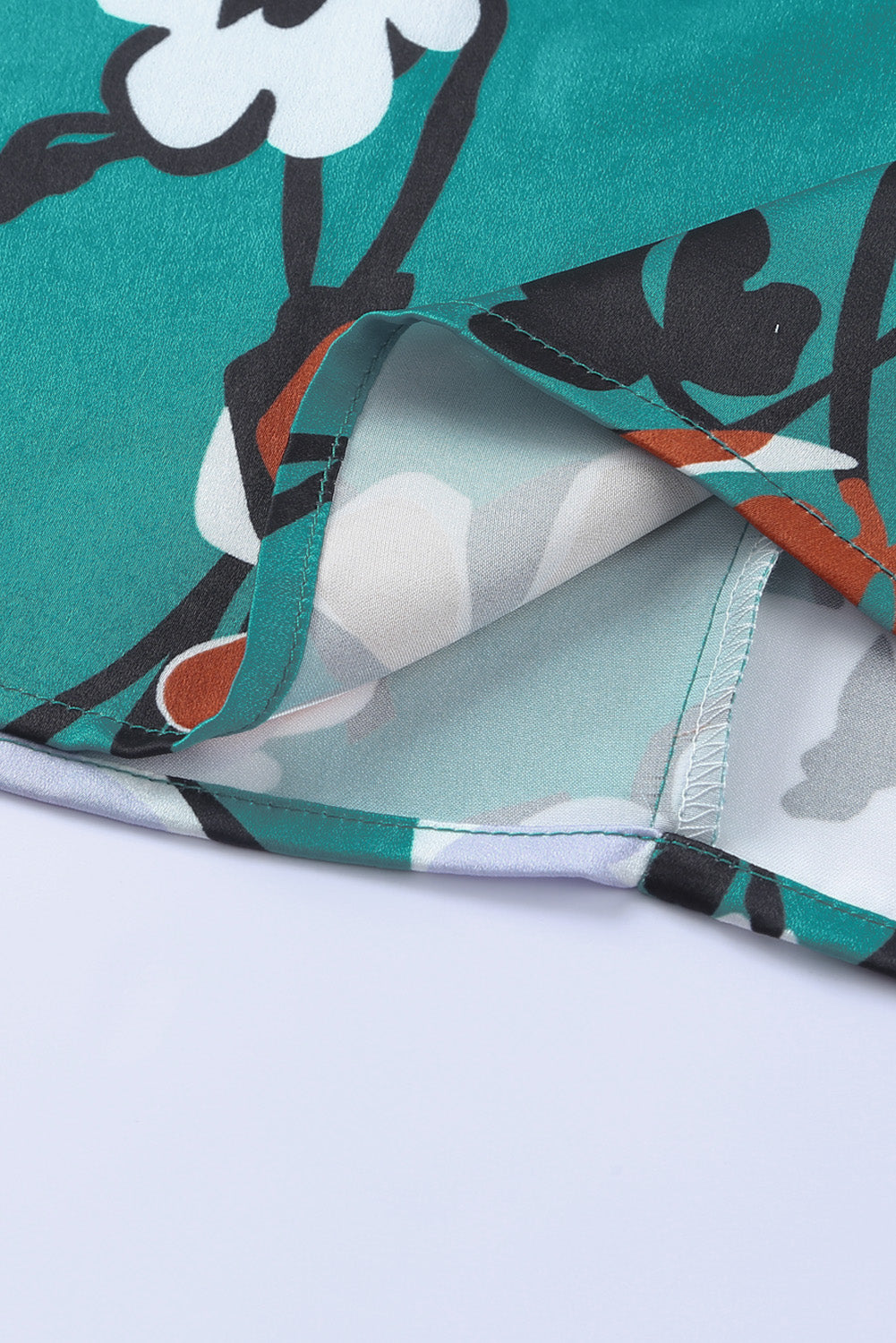 Floral Mock Neck Ruffle Sleeve Blouse