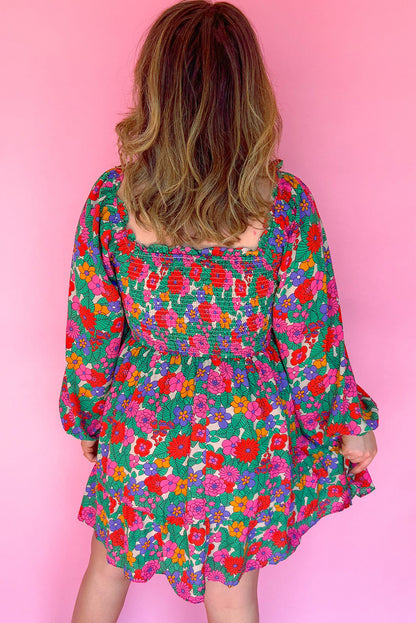 plus size floral long sleeve dress