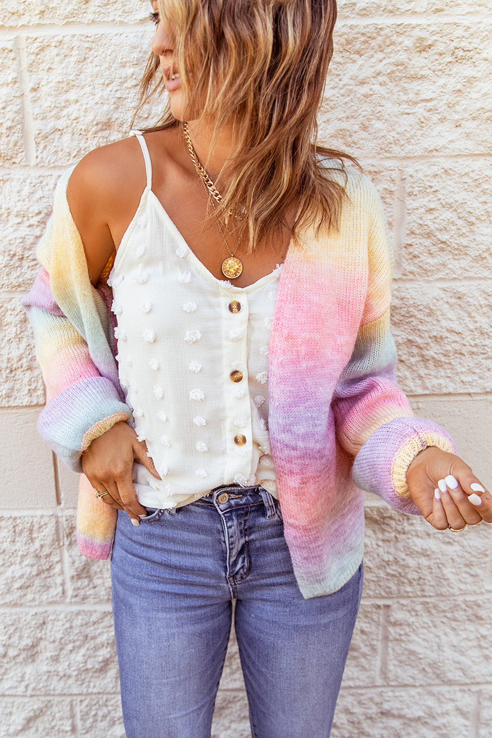 Glowing Multicolour Tie-Dye Oversized Cardigan
