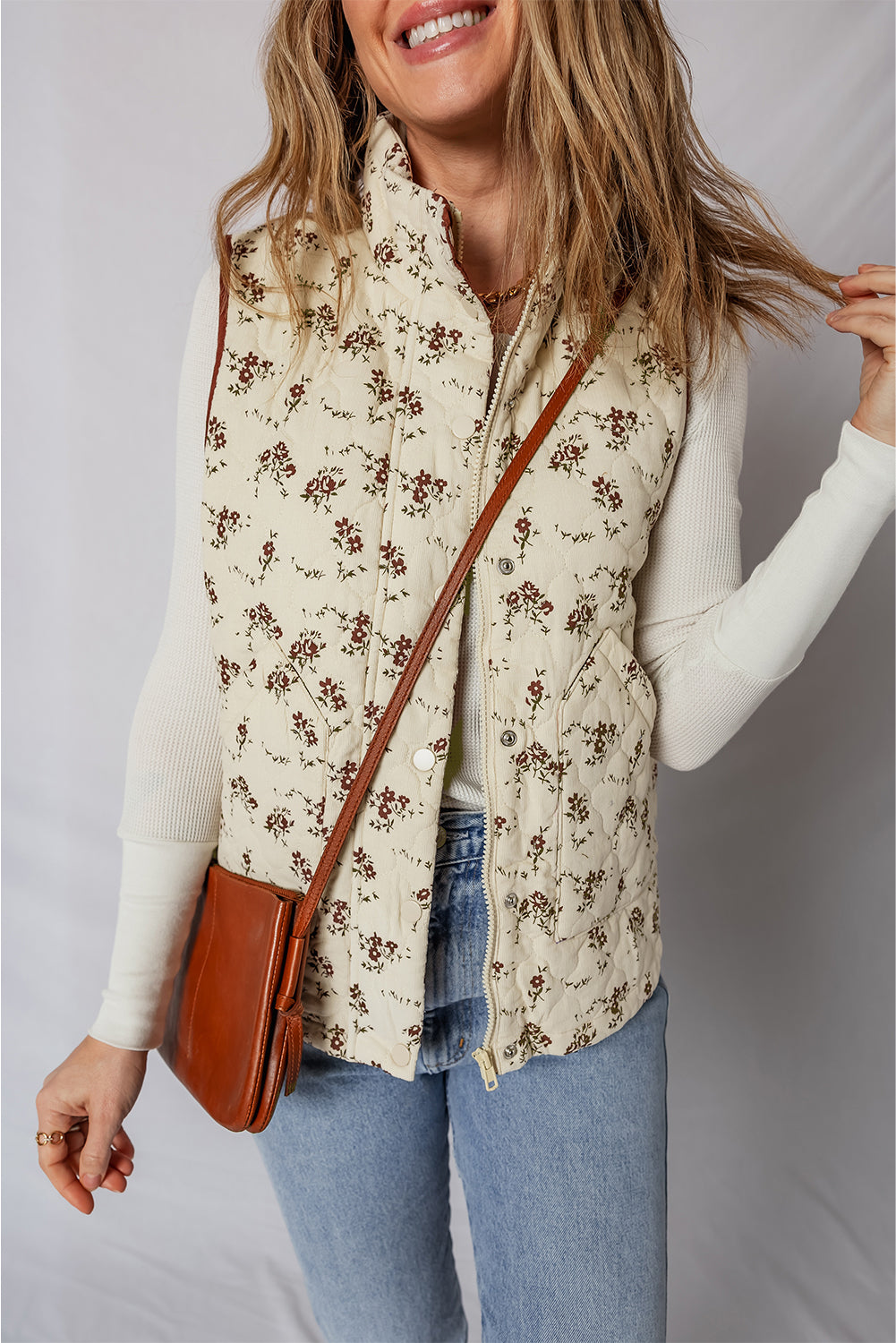 floral print vest