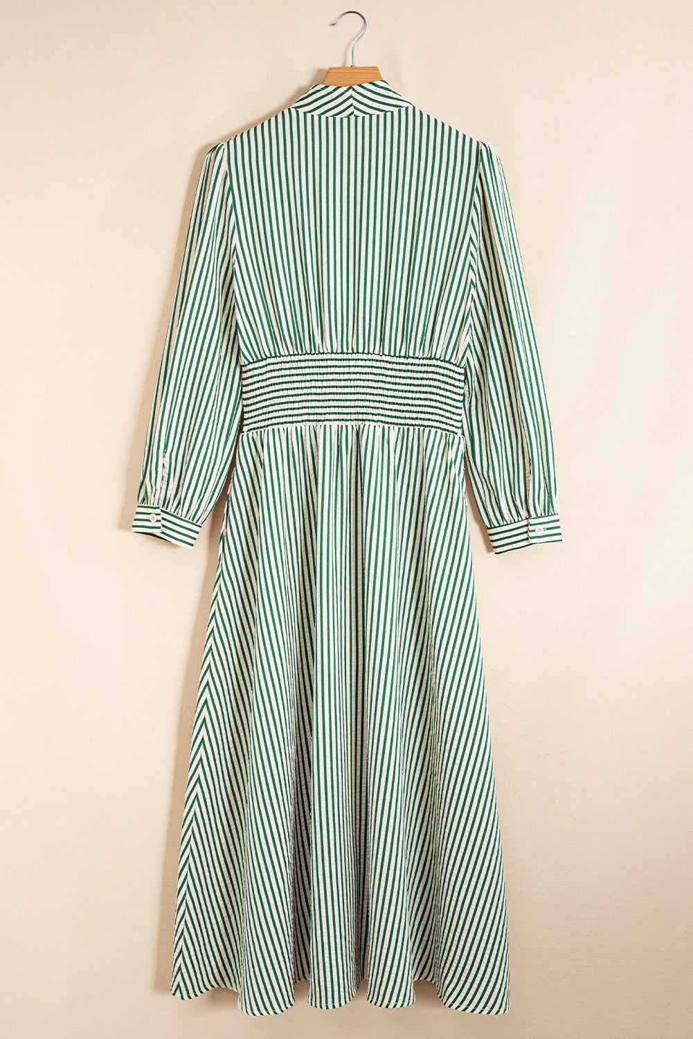 green stripe midi dress