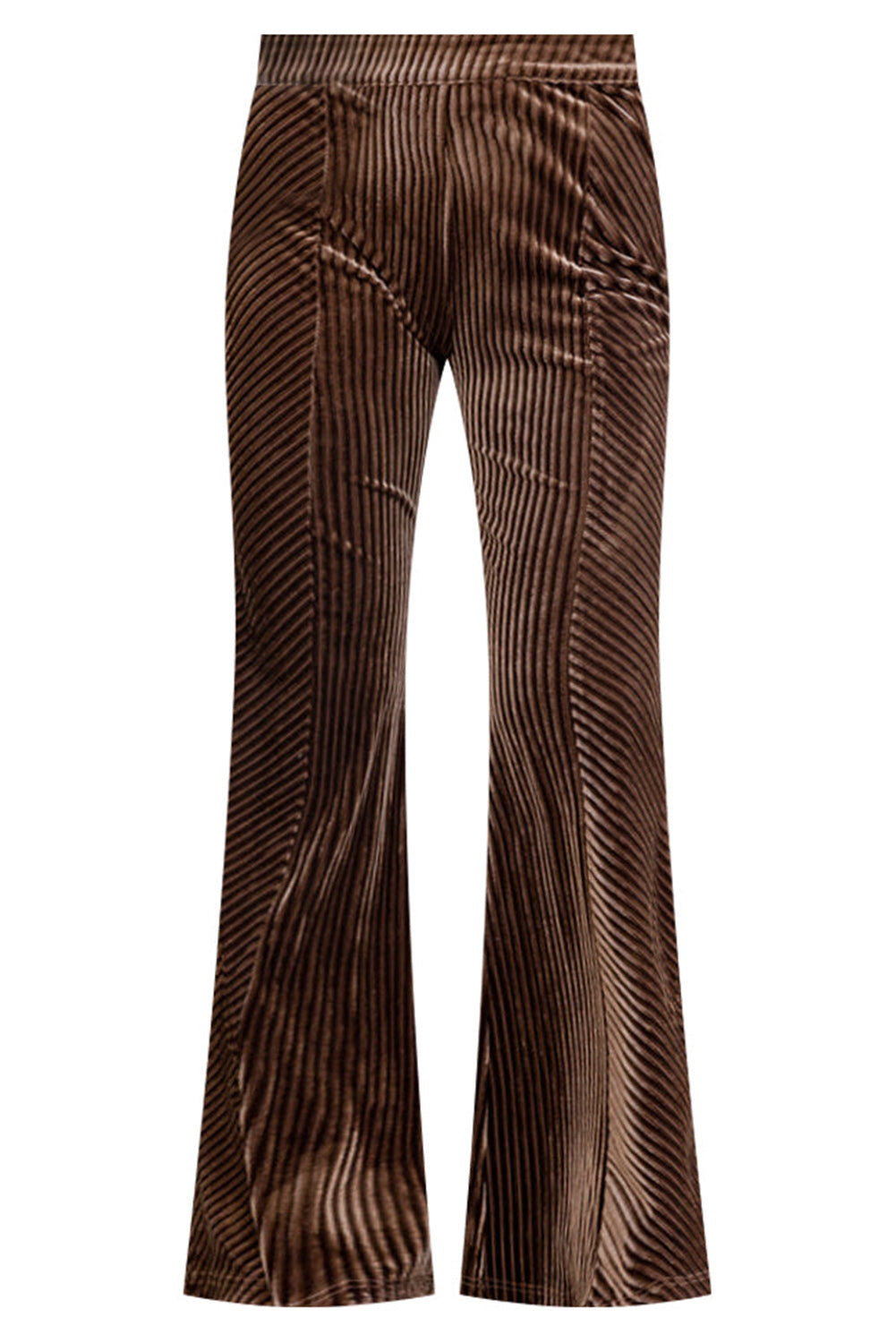 Coffee Velvet Ribbed Flare Bottom Pants