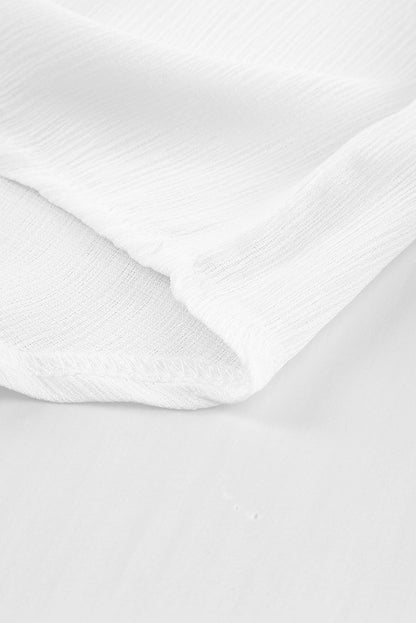 Elegant White Lace Detail V-Neck Blouse