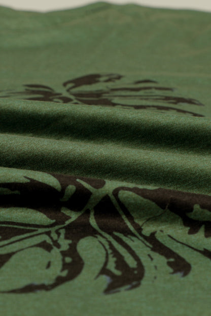 Green Dandelion Print Crew Neck T-shirt