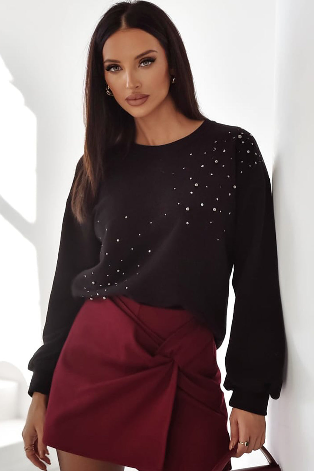 black rhinestone sweatshirt