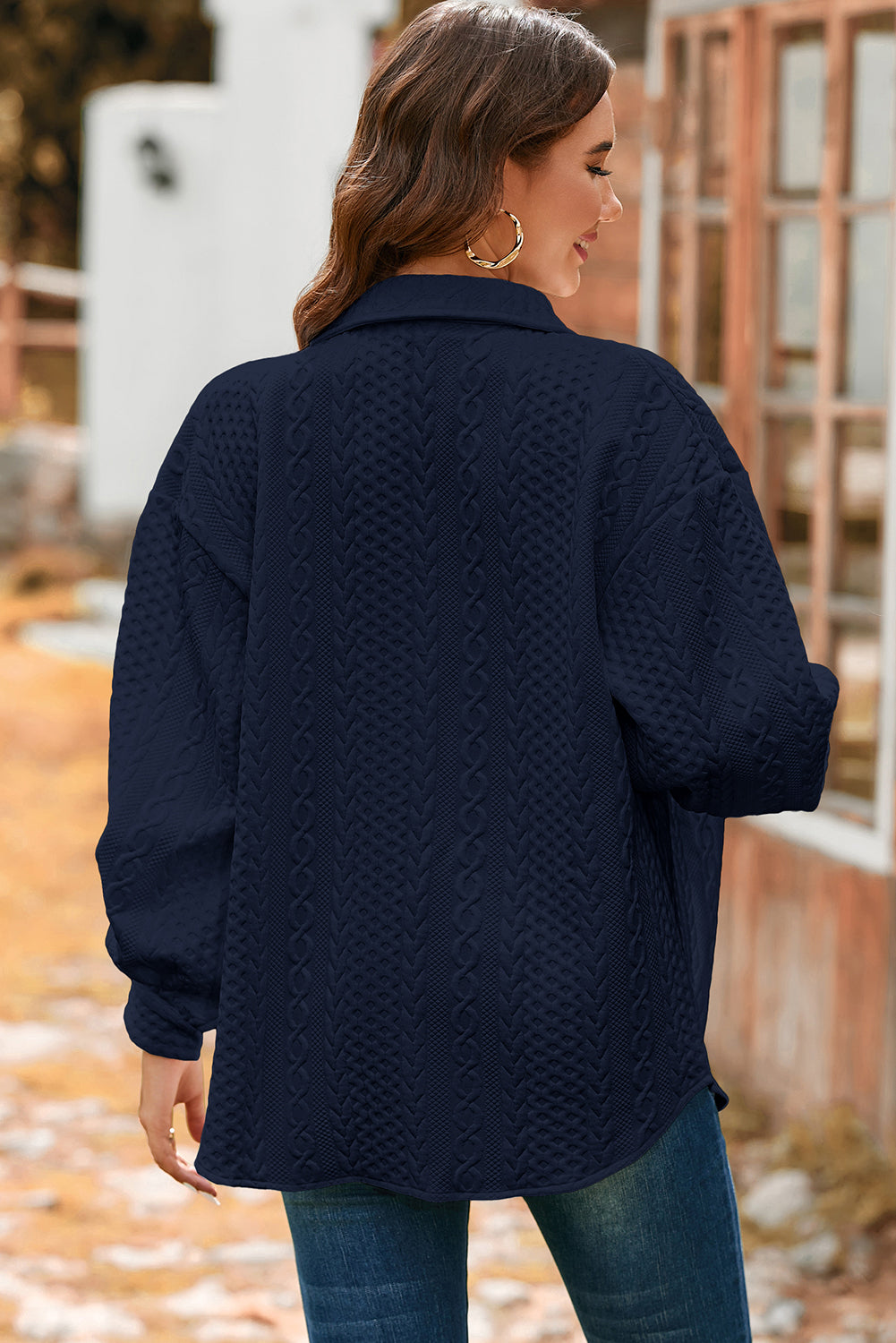 cable texture shacket