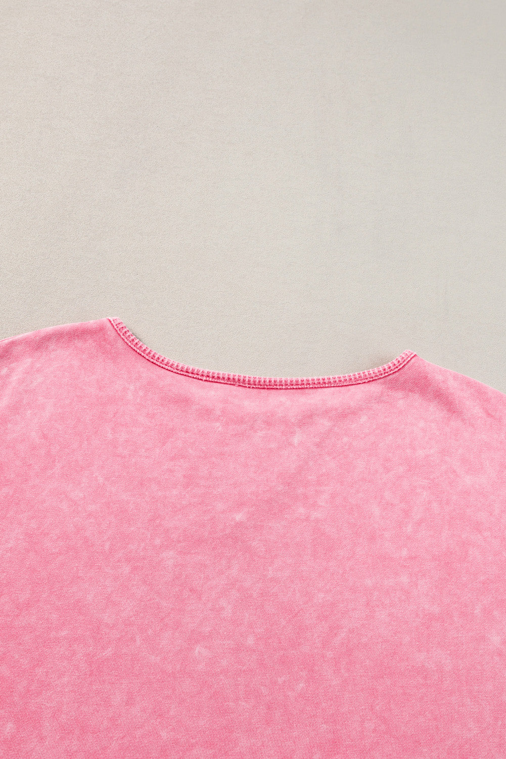 Strawberry Pink Mineral Wash Oversized Patchwork Tee