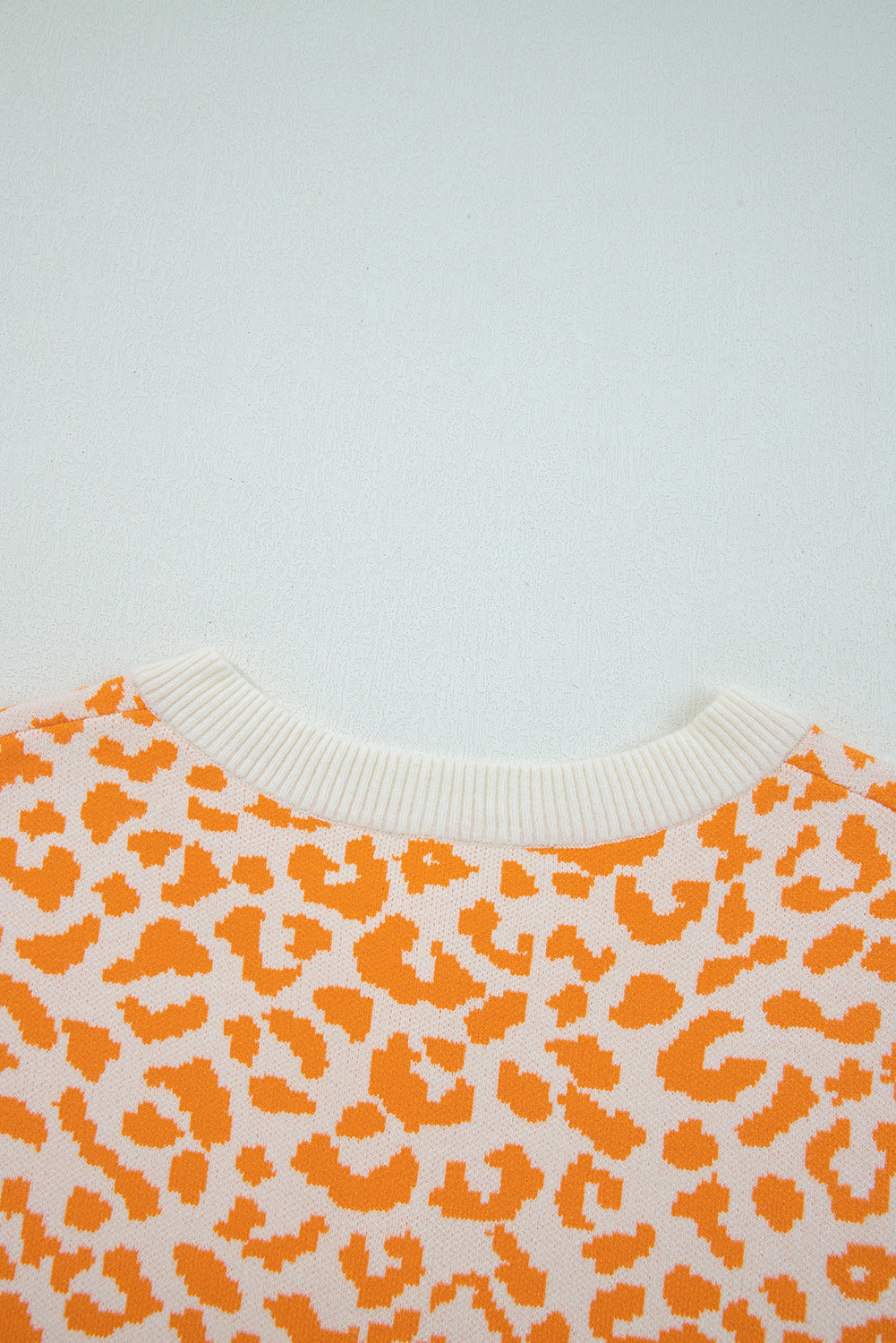Orange Leopard Drop Shoulder Chunky Knitted Cardigan Sweater