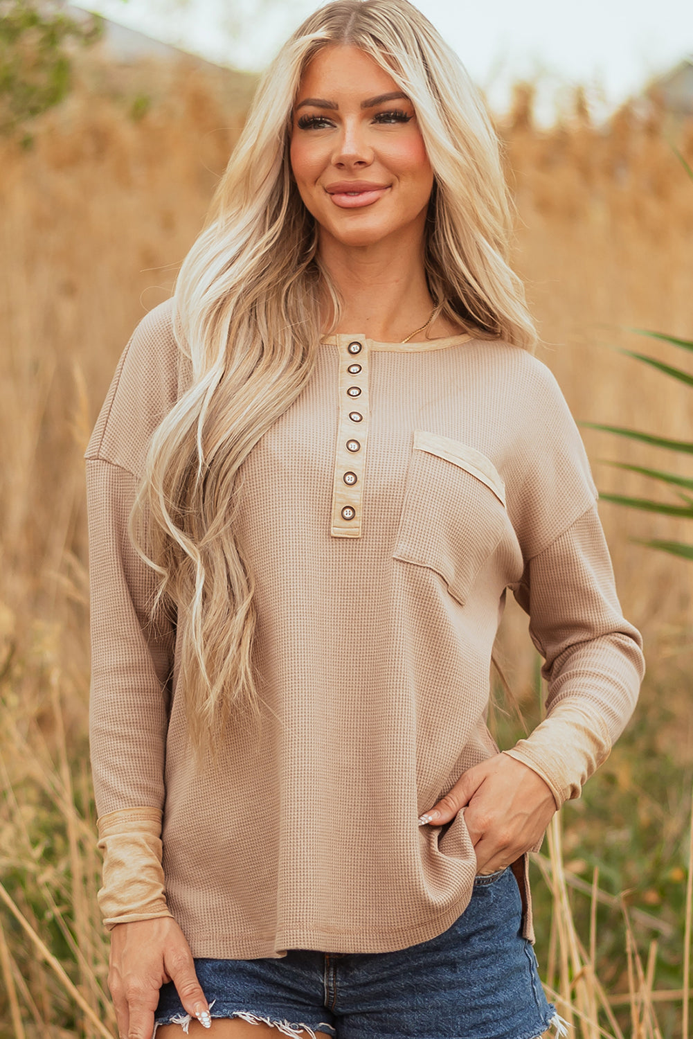 waffle henley top
