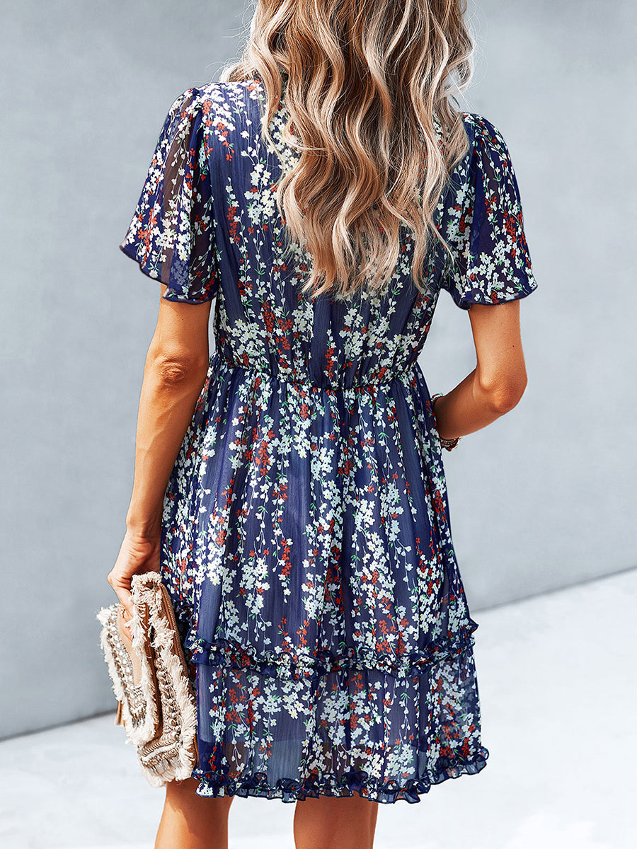 Mini Dresses - Temperament Commuting Floral Sexy Mini Dress - MsDressly