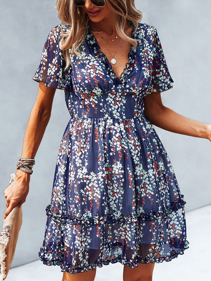 Mini Dresses - Temperament Commuting Floral Sexy Mini Dress - MsDressly