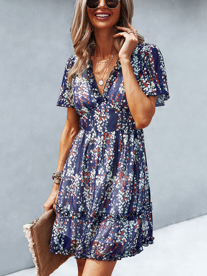 Mini Dresses - Temperament Commuting Floral Sexy Mini Dress - MsDressly