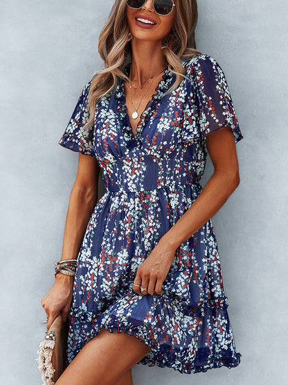 Mini Dresses - Temperament Commuting Floral Sexy Mini Dress - MsDressly