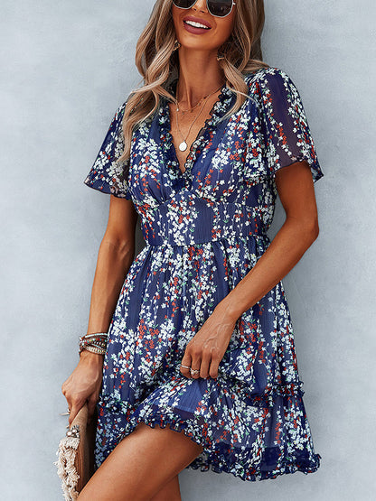 Mini Dresses - Temperament Commuting Floral Sexy Mini Dress - MsDressly