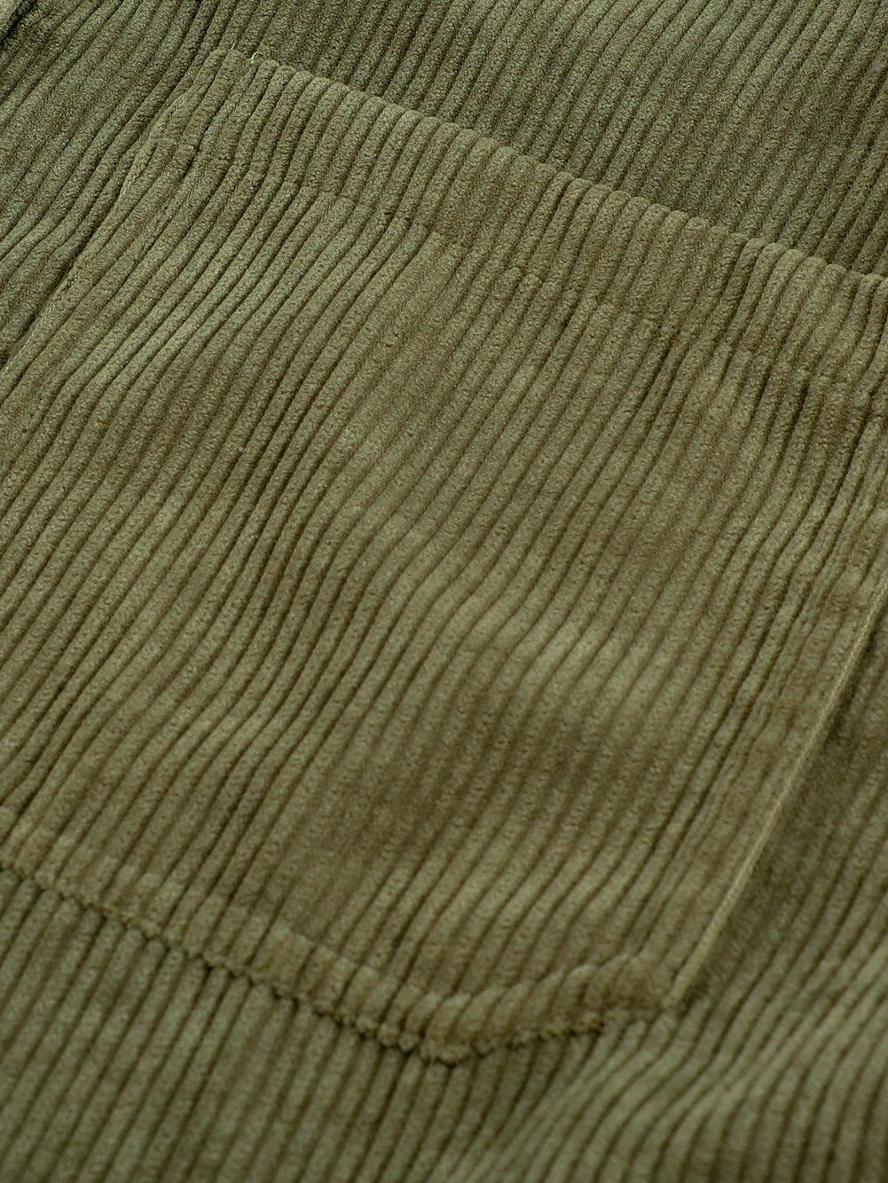 Green Corduroy Button-Up Pocket Blouse