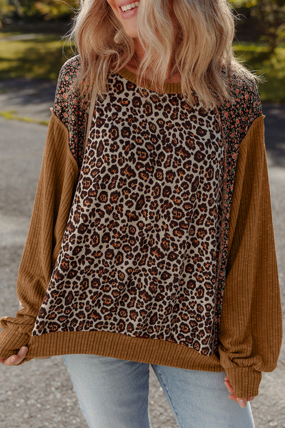 leopard patchwork top