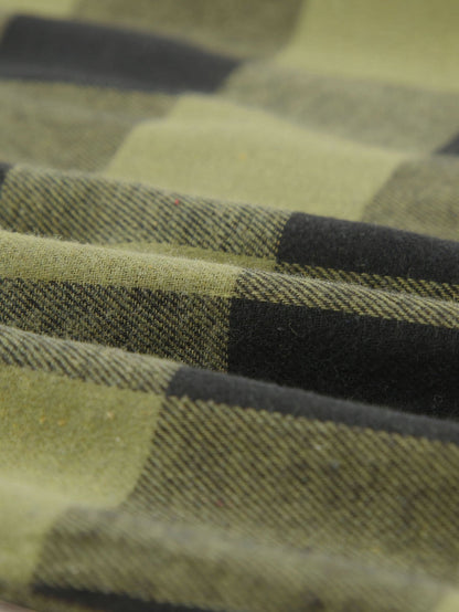 Green Plaid Button-Up Shirt Jacket