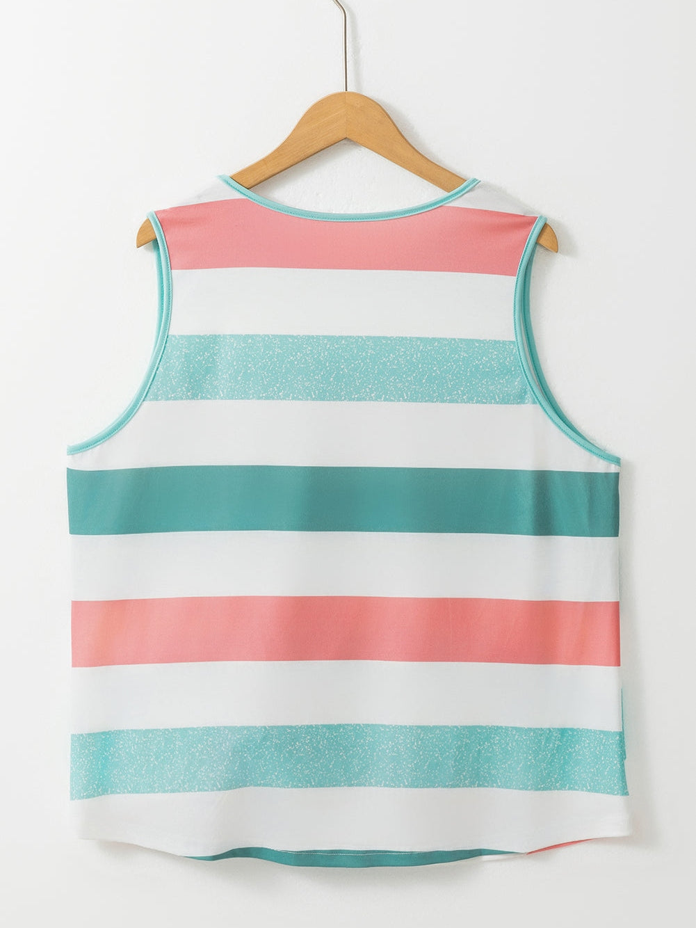 Vibrant Striped Plus Size Crew Neck Tankini Top