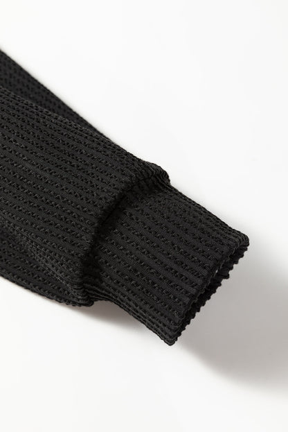 Black JOLLY Corded Long Sleeve Top and Pockets Pants Set