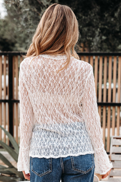 white sheer lace blouse