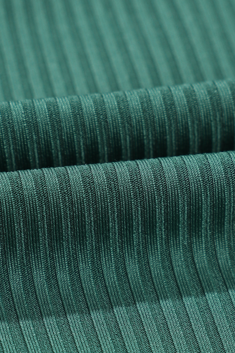 Black Emerald Ruched U Neck Ribbed Tankini