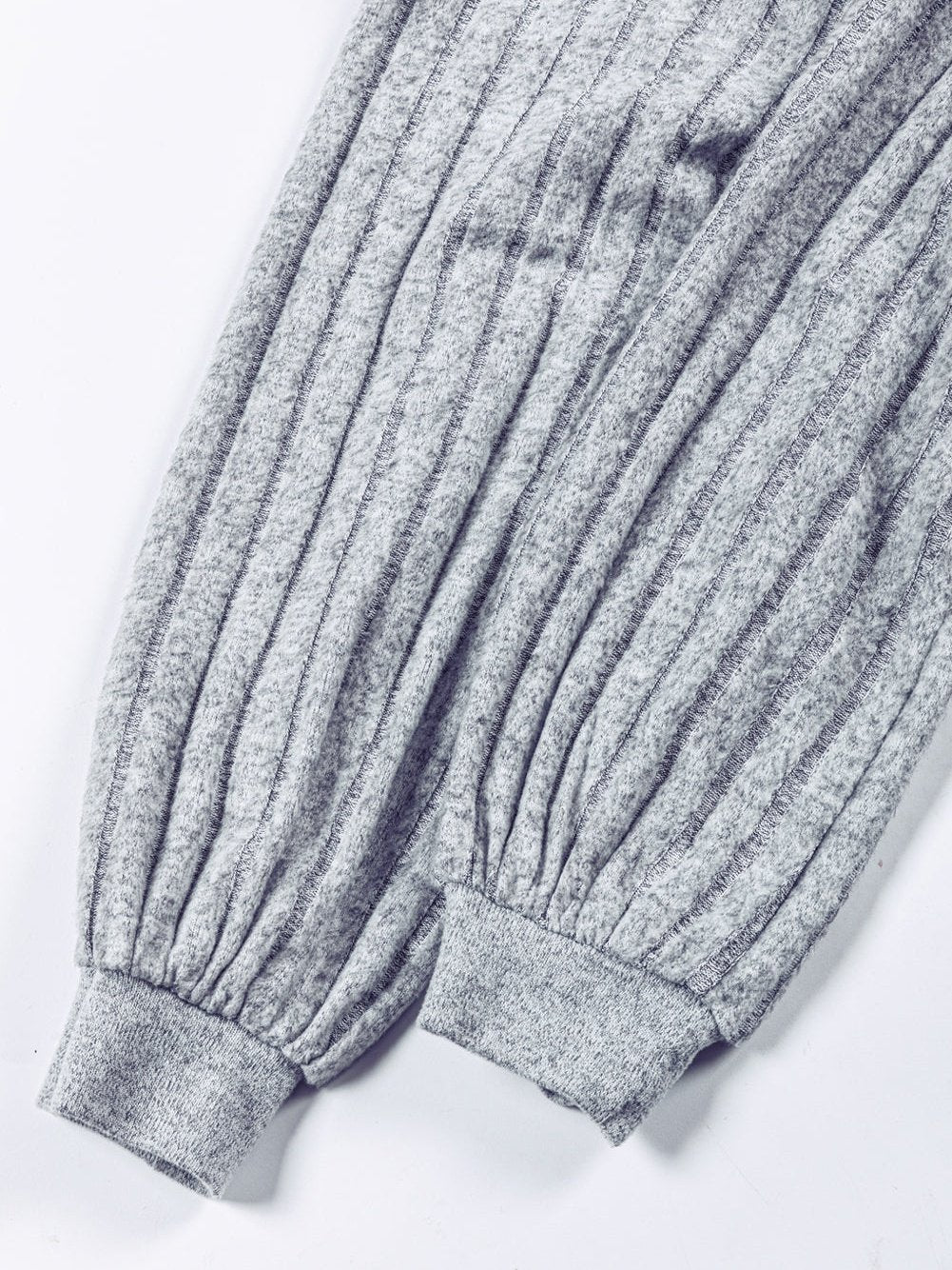 Elegant Gray Bishop Sleeve Knit Top