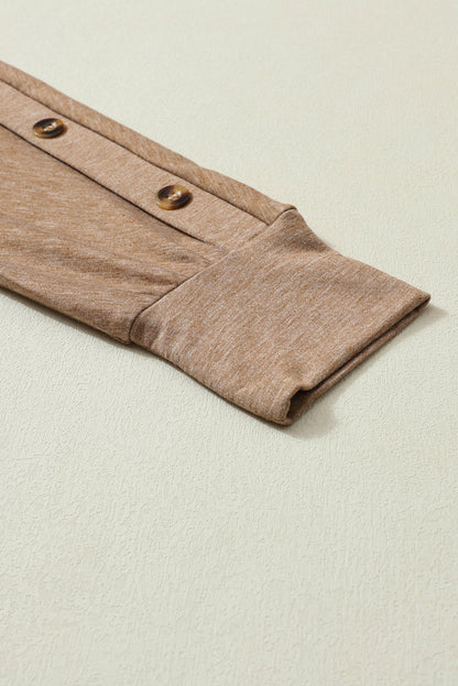 Elegant Khaki Dolman Sleeve Top with Button Detail