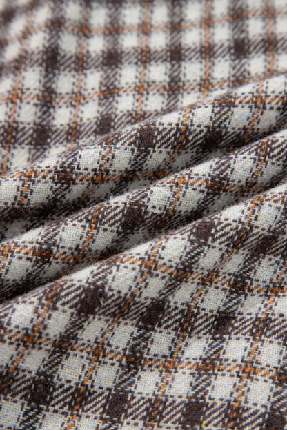 Casual Contrast Corduroy Flap Pocket Patchwork Plaid Shacket