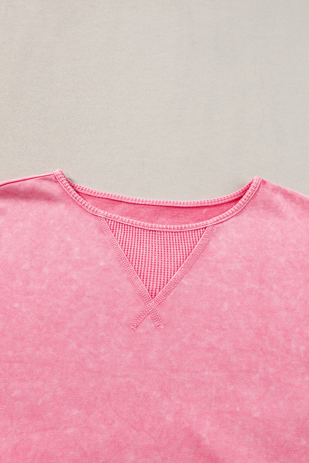 Strawberry Pink Mineral Wash Oversized Patchwork Tee