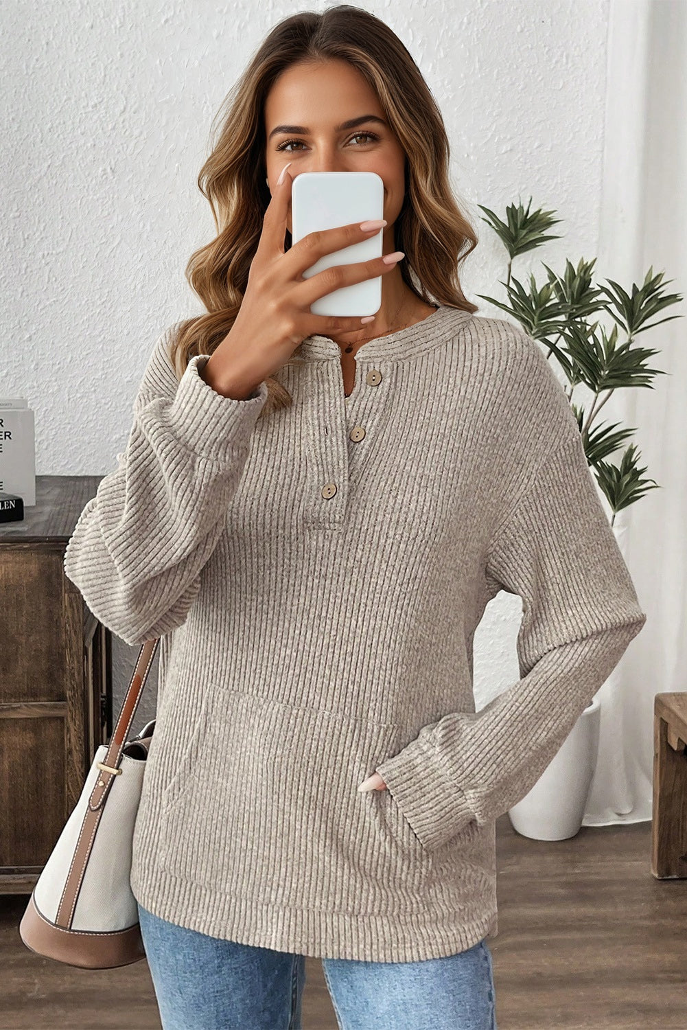 henley knit top