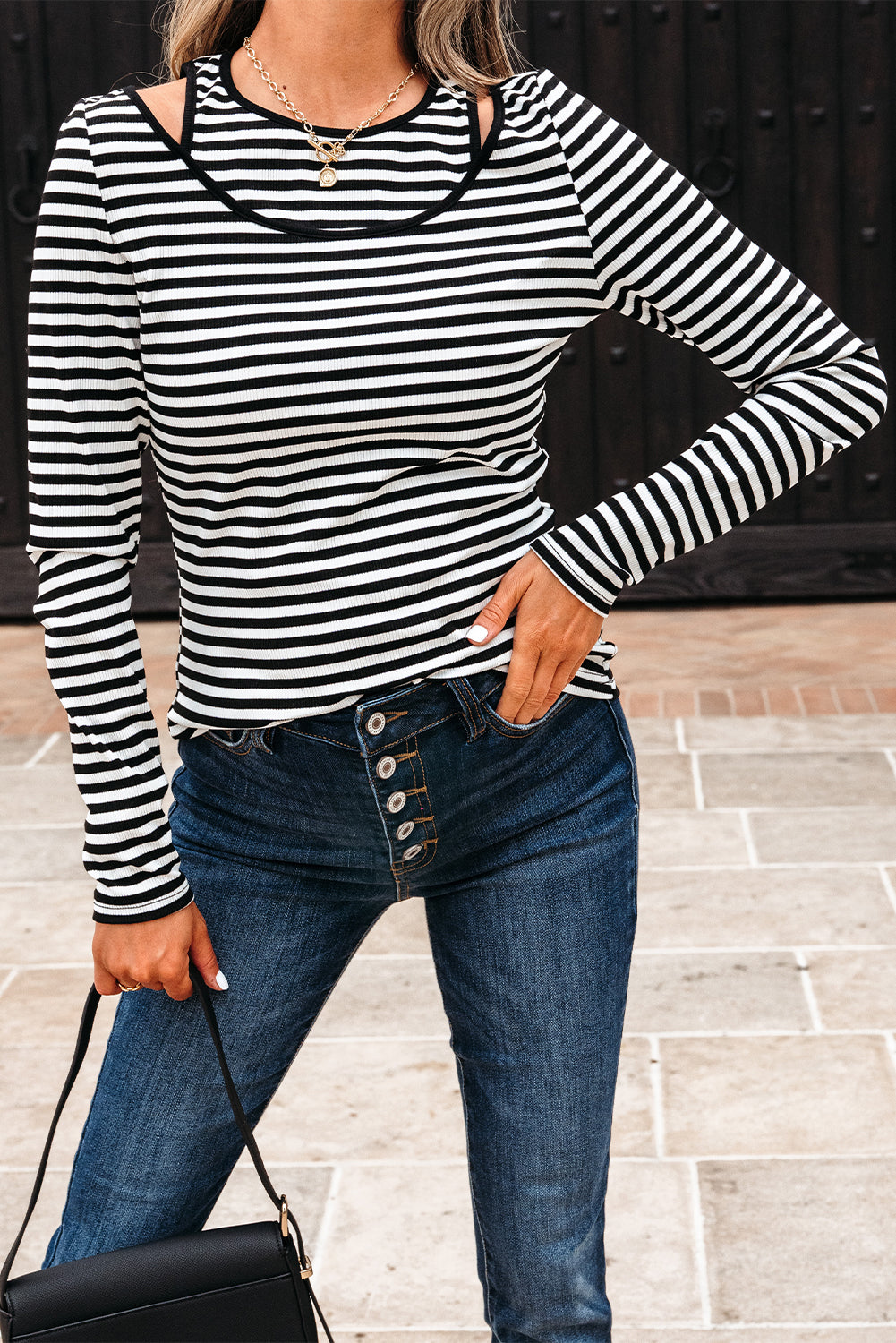 stripe long sleeve top
