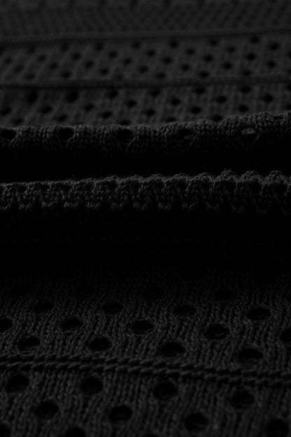 Sultry Black Crochet Beach Dress with Chic Slits