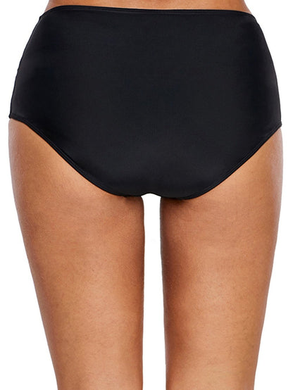 Lace Panel Strappy Black Swim Bottom with Cutout Detail