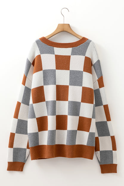 checkered knit sweater