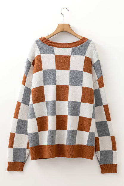 checkered knit sweater