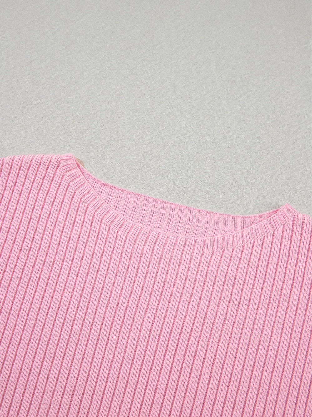 Pink Striped Ribbed Oversized T-Shirt for Plus Size Women