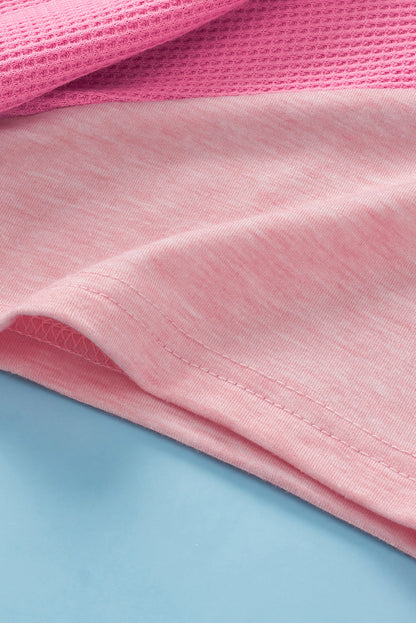 Peach Blossom Colorblock Patchwork Plus Size T-shirt